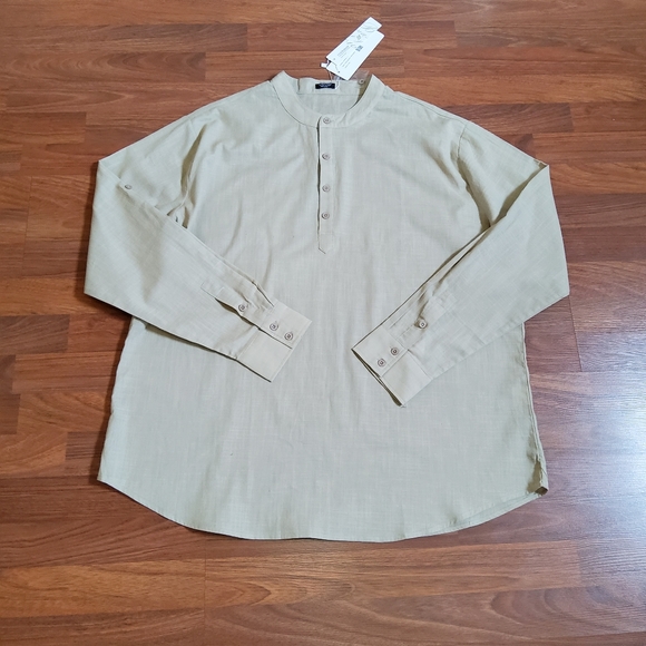 COOFANDY Button Up Henley Long Sleeve Shirt XXL New - Picture 2 of 6